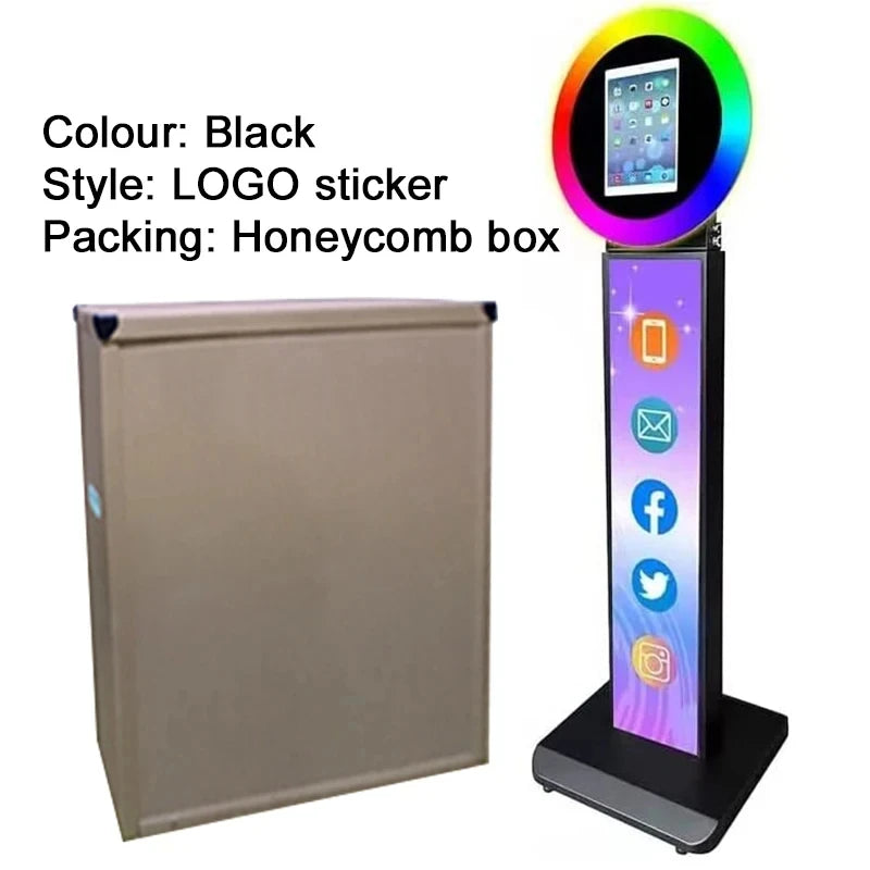 iPad Photo Booth Selfie Machine Shell Adjustable Stand Photobooth For Wedding Partys Events Customized LOGO With LED Ring Light