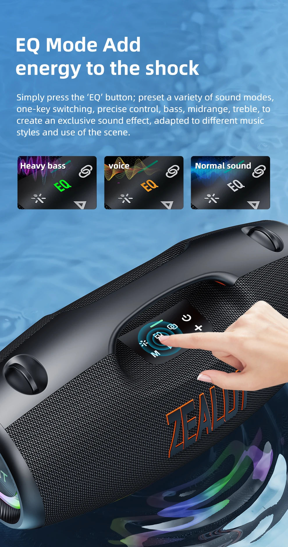 ZEALOT-S89 250W Waterproof Portable Loud Bluetooth Speaker, Wireless Outdoor Boombox SubwooferTriple Passive Radiators-Deep Bass