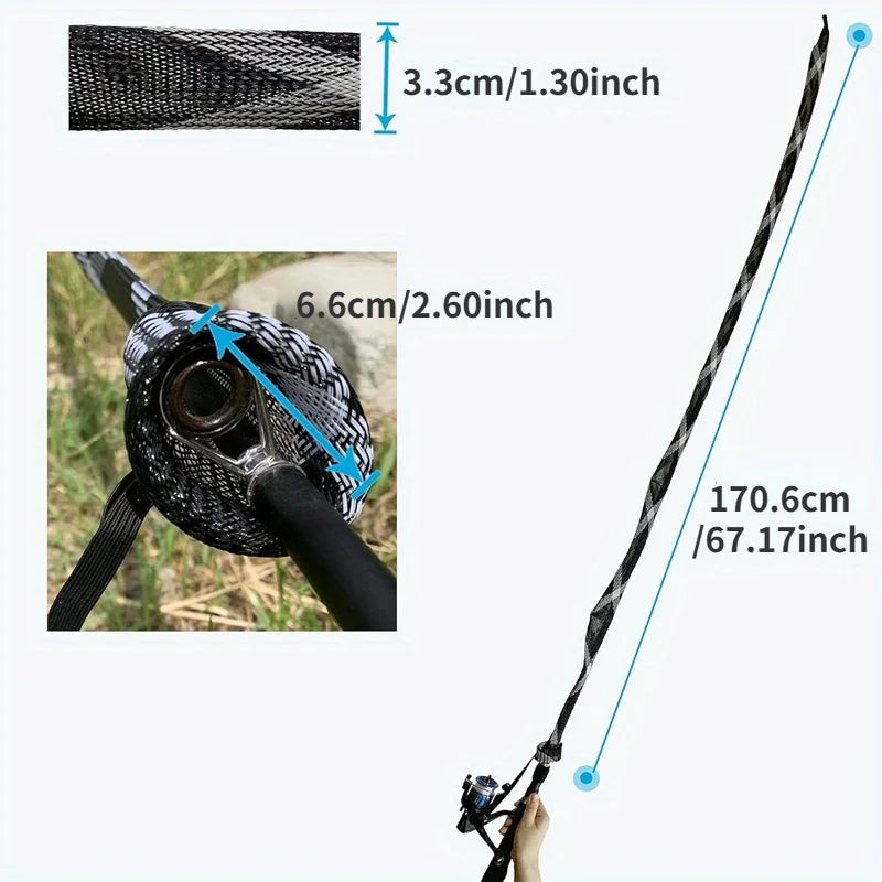 Ackibbik 4pcs/set Rod Socks Fishing Rod Sleeve, Rod Covers for Spinning Baitcasting Rod Fishing Pole Covers with Elastic Strap