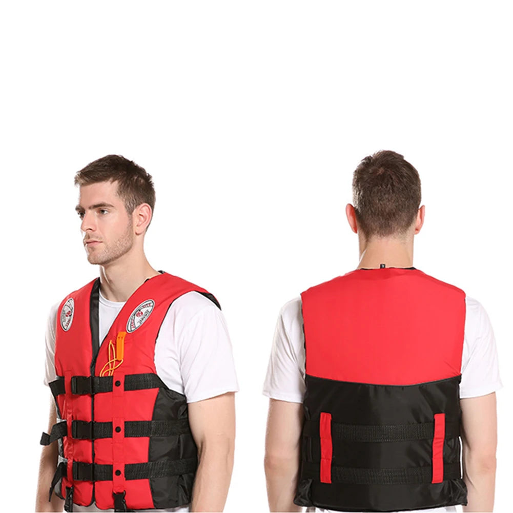 Snorkeling Boating Drifting Life Jacket Water Sports Safety Fishing Surfing Swimming Buoyancy Life Vest for Kids Adults Red
