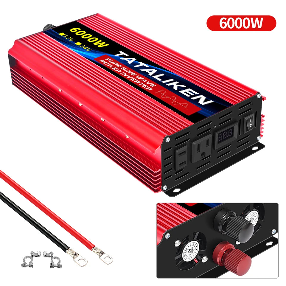 Pure Sine Wave Inverter DC12V/24V To AC110V 60HZ 1600W 2500W 3500W 4500W 5000W 6000W 7000W 8000W Power Voltage Converte