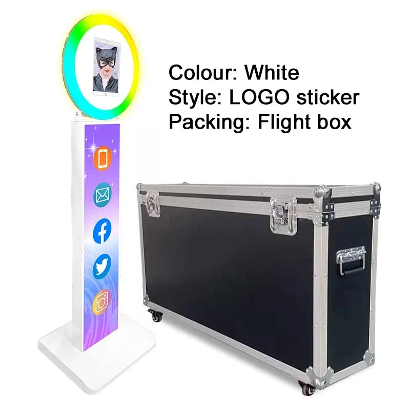 iPad Photo Booth Selfie Machine Shell Adjustable Stand Photobooth For Wedding Partys Events Customized LOGO With LED Ring Light