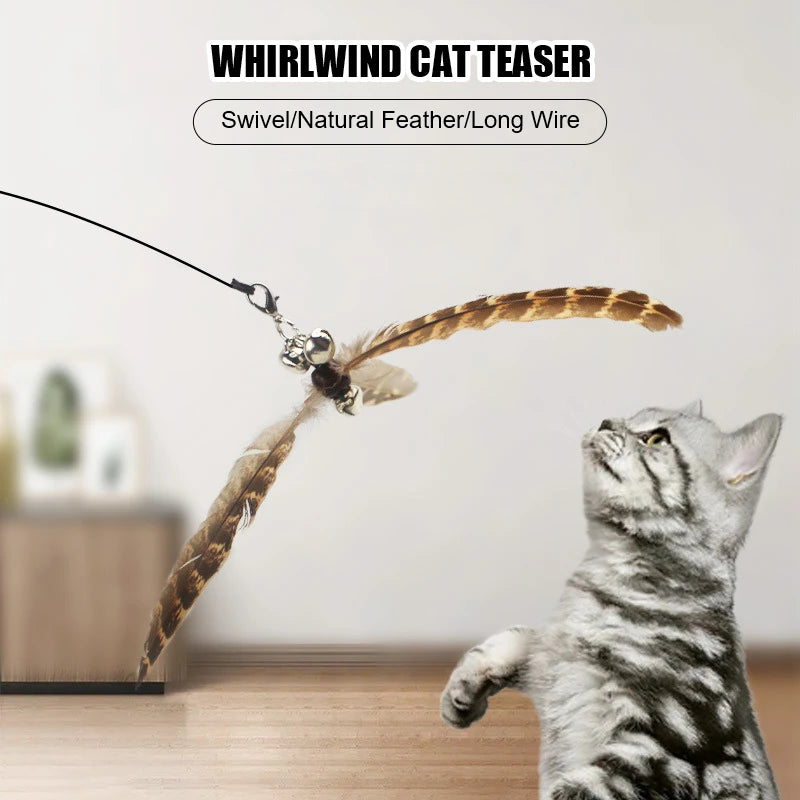 Pet Head Rod Wire Toys Cat Cat Funny Interactive Cat Accessories Stick Replaceable Bell Fish Fishing Feather Funny Rod Teaser