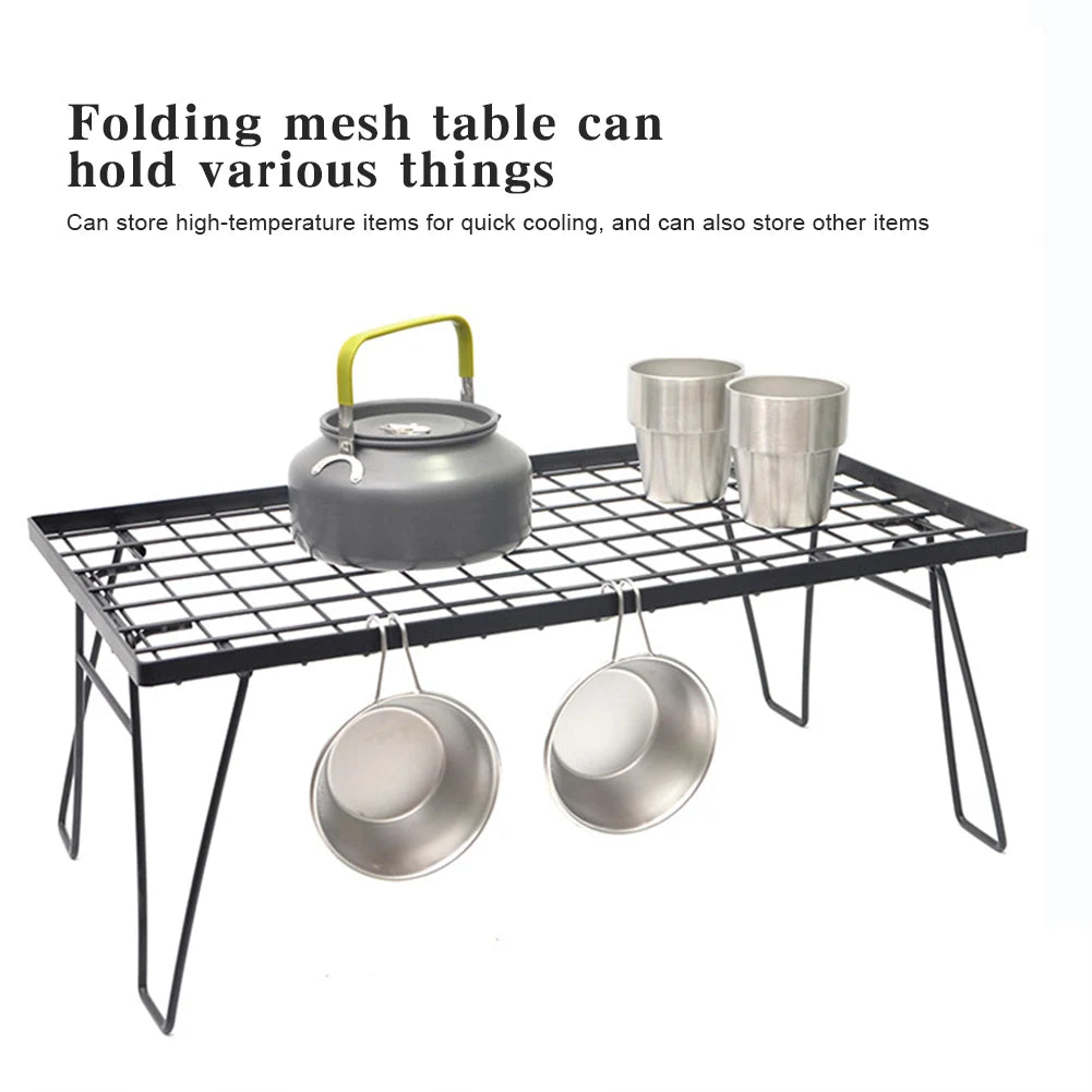 Camping Lightweight Table with Table Board & Bag Portable Cooking Net Table Camping Cooking Rack for Backyards BBQ Party