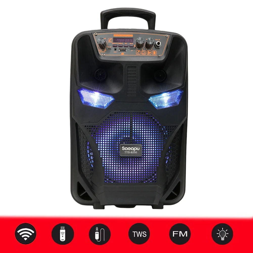 Bluetooth-Compatible Speaker Loud Boom Box Support FM Radio Subwoofer Stereo Sound System Speaker for Outdoor Home Party Travel