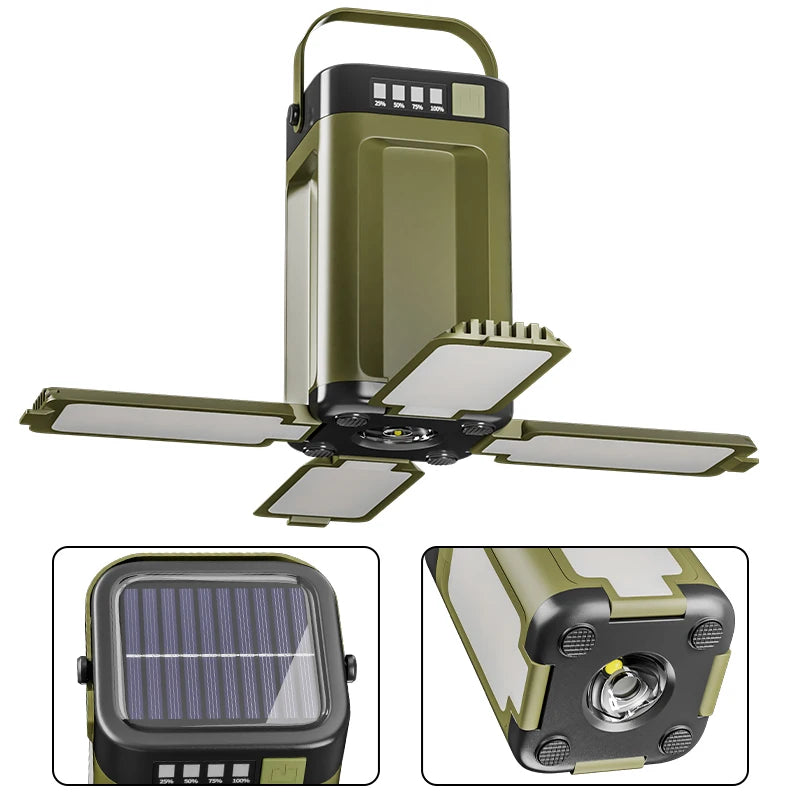 Foldable Camping Light Power Bank Rechargeable Lantern Solar Camping Lantern LED Tent Light for Camping Hiking Fishing