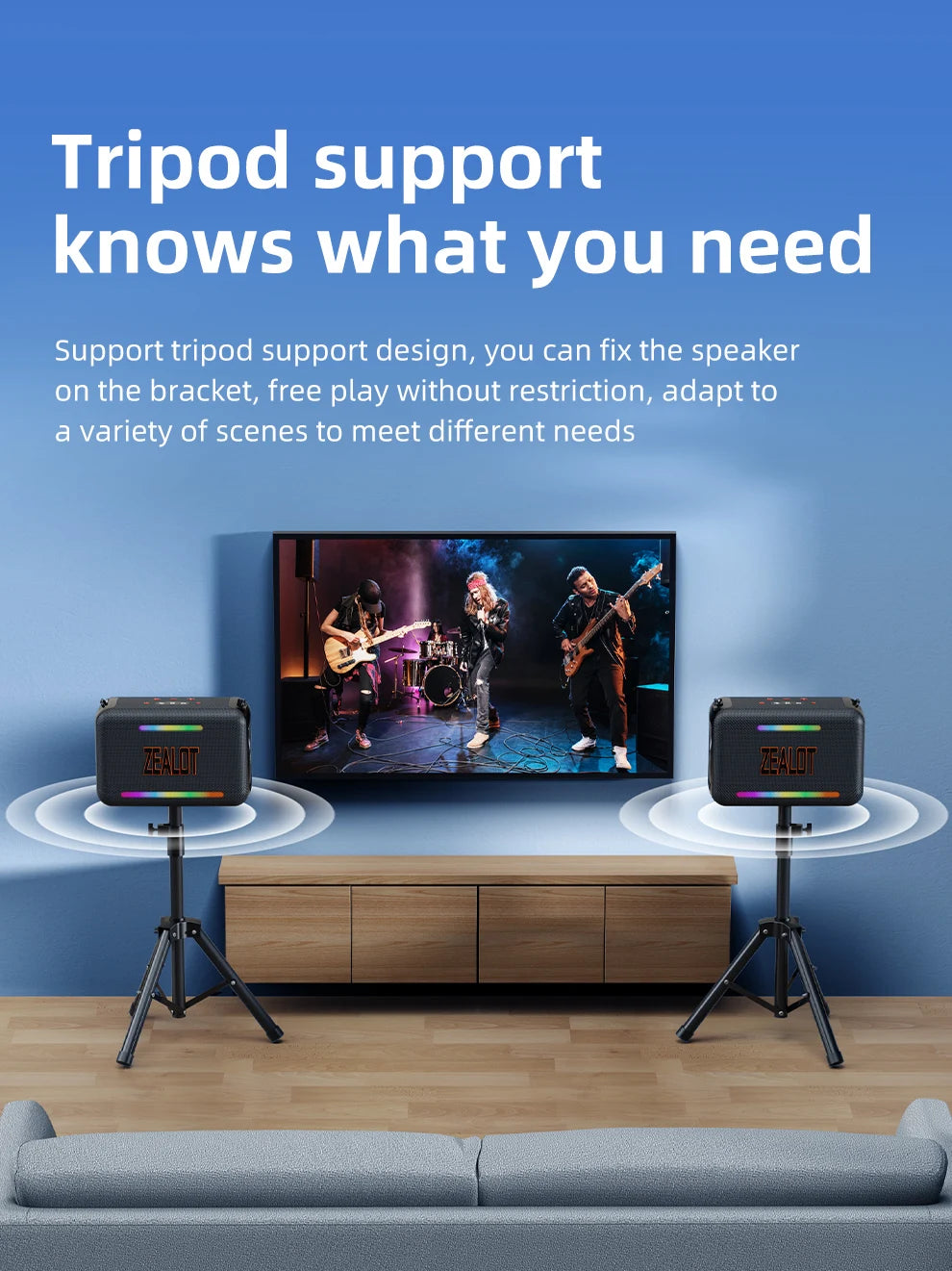 ZEALOT-S95 120W Waterproof Portable Loud Bluetooth Speaker, Wireless Outdoor Boombox SubwooferTriple Passive Radiators-Deep Bass