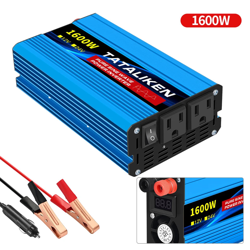 Pure Sine Wave Inverter DC12V/24V To AC110V 60HZ 1600W 2500W 3500W 4500W 5000W 6000W 7000W 8000W Power Voltage Converte