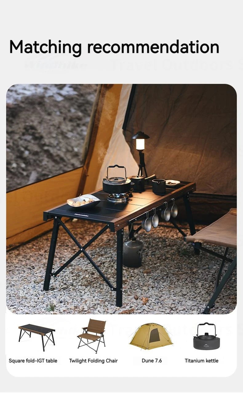 Naturehike Outdoor Folding Table Aluminum Alloy Folding IGT Table Multifunctional Portable Wood Stove Picnic Camping Suppiles