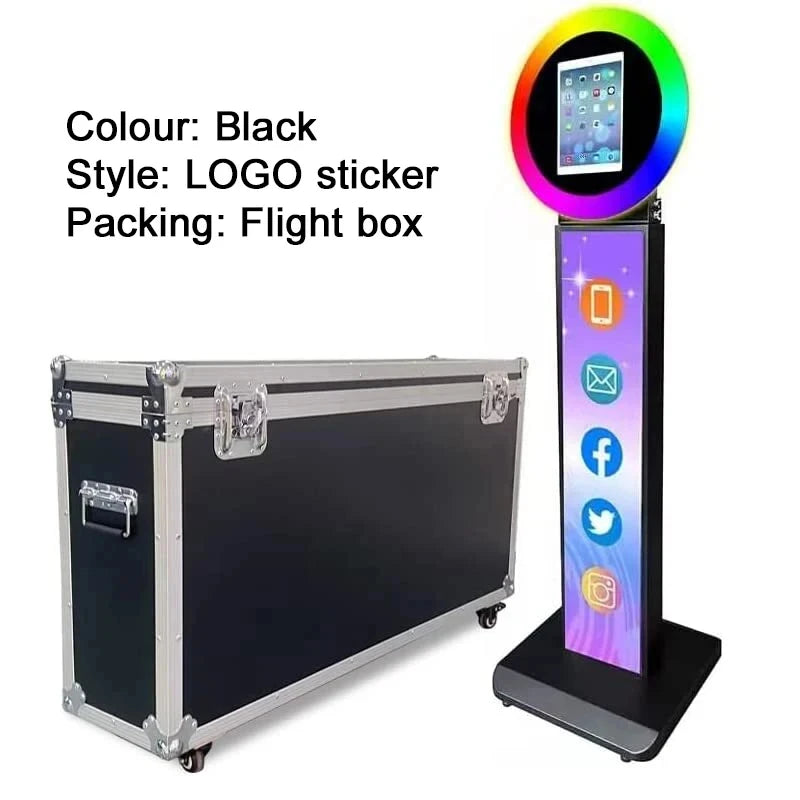 iPad Photo Booth Selfie Machine Shell Adjustable Stand Photobooth For Wedding Partys Events Customized LOGO With LED Ring Light