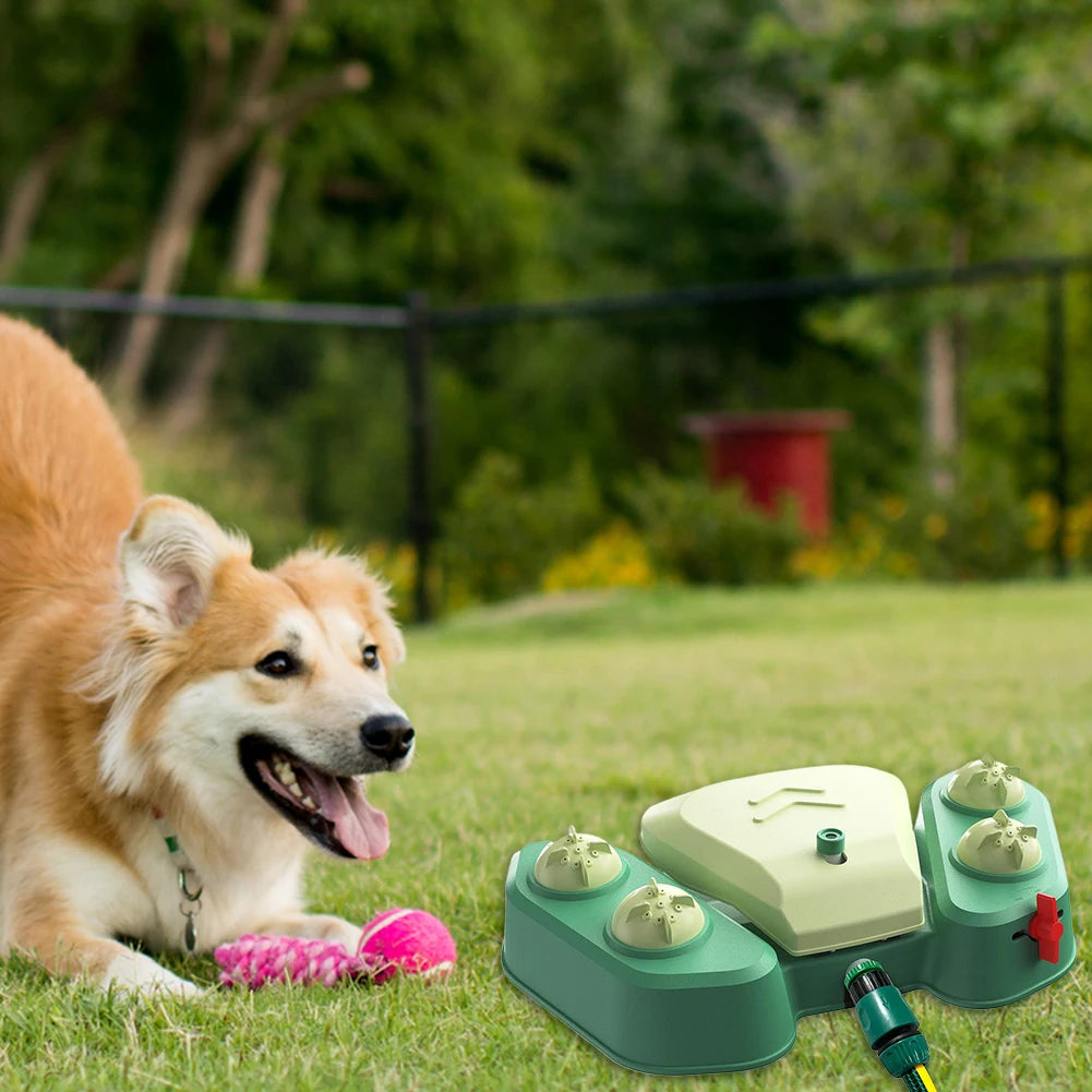 Dog Sprinkler Dog Water Fountain Adjustable Angle & Speed Dog Water Dispenser Toy BPA Free Pet Water Toy for Large Dog