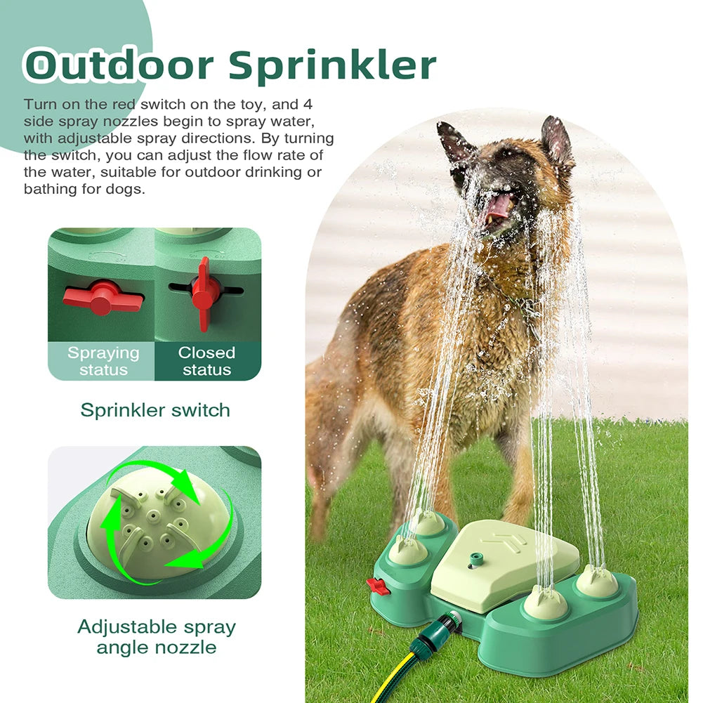 Dog Sprinkler Dog Water Fountain Adjustable Angle & Speed Dog Water Dispenser Toy BPA Free Pet Water Toy for Large Dog