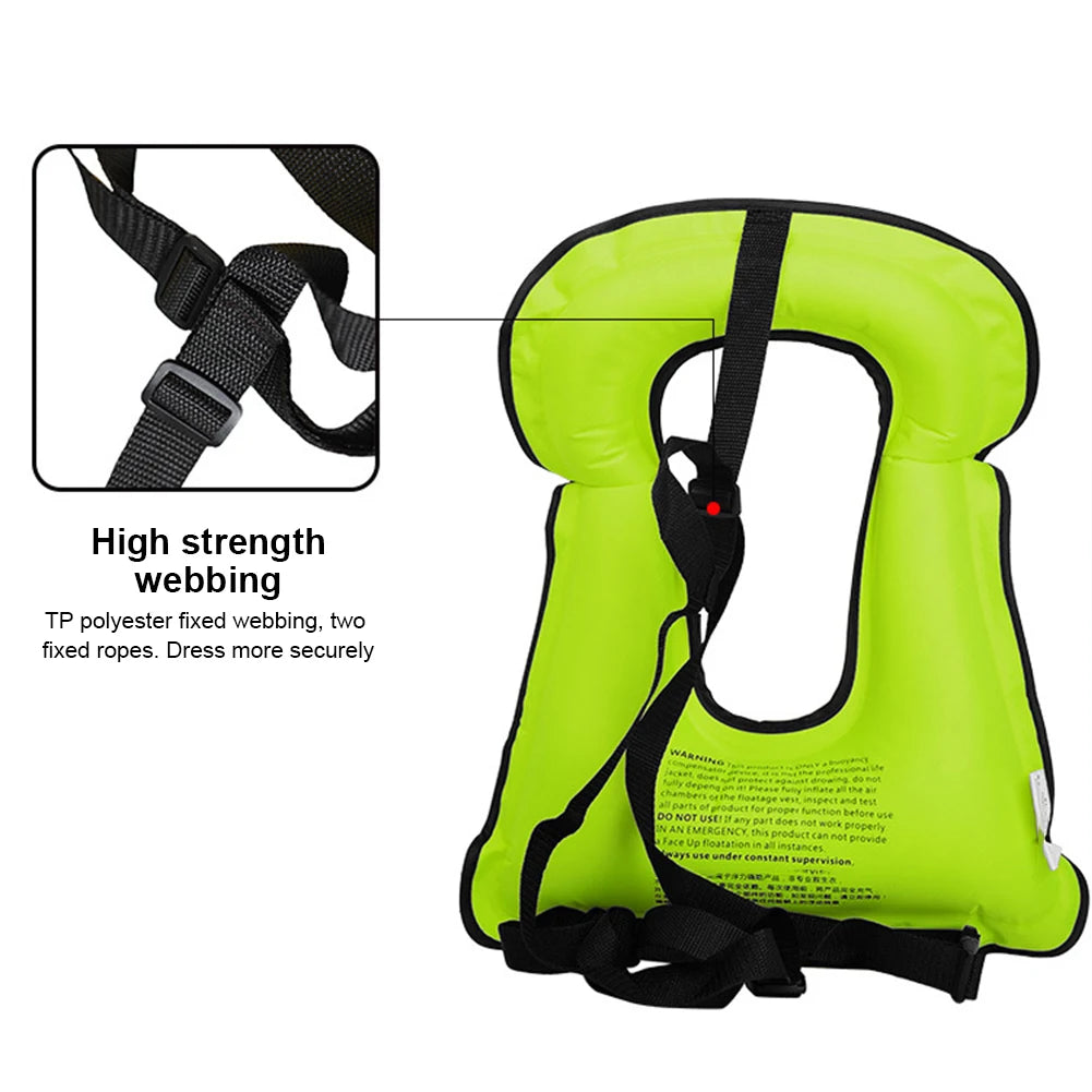 Water Sports Safety Vest Adjustable Inflatable Buoyancy Vest Floating Life Vest for Snorkeling Swimming Kayaking Boating