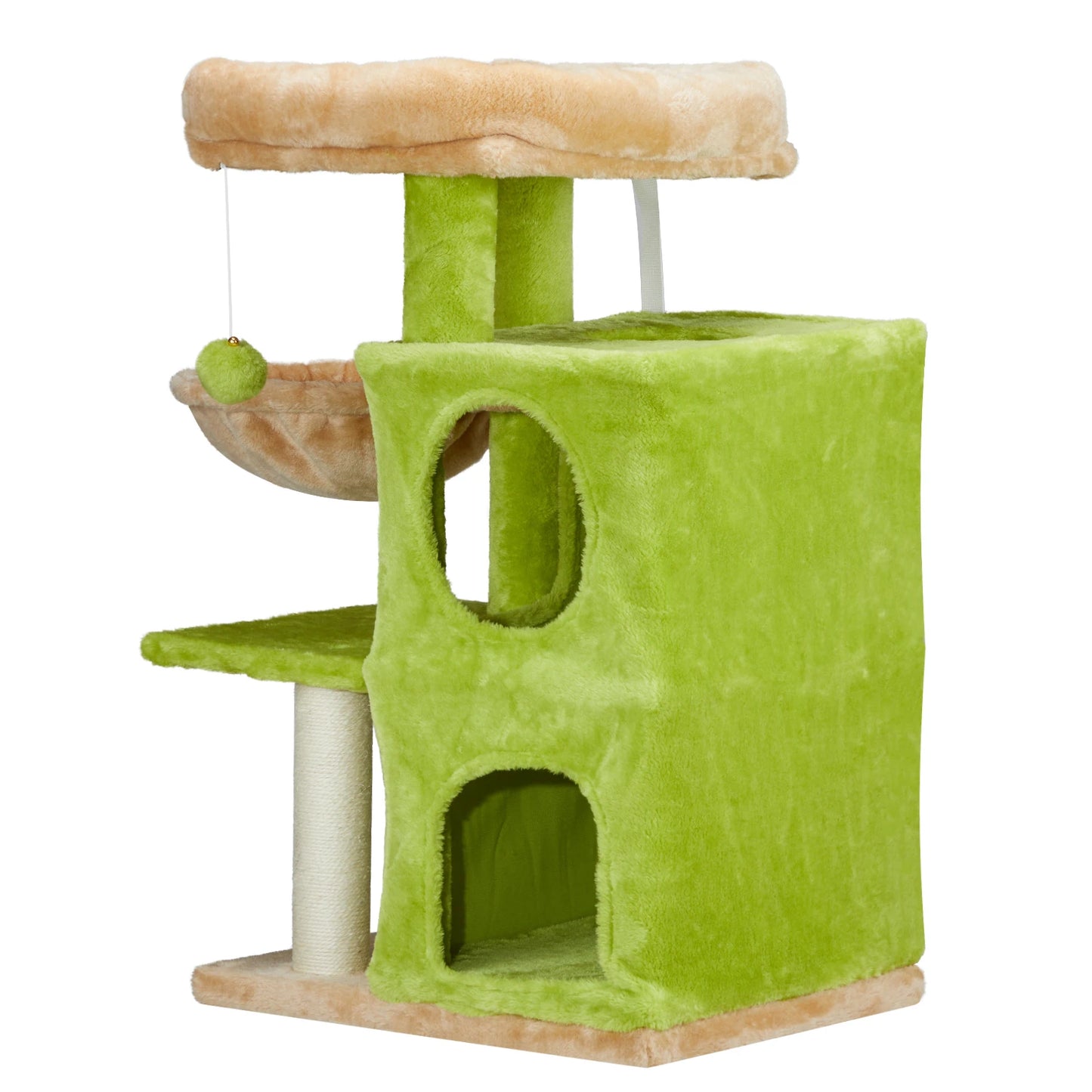 33 inch Cat Tree Cat Tower for Indoor Cats, Cat Activity Center Play House with Large Padded Perch, Hammock, 2-Tiered Condo, Scr