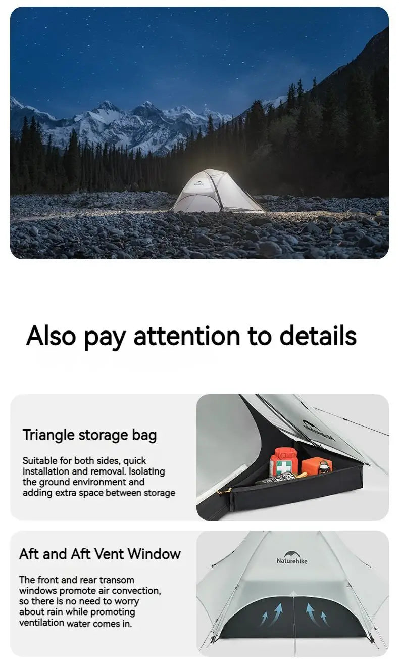 Naturehike Star River UL Camping Tent 15D Silicone Ultralight Portable 2 Person 3 Seasons Outdoor Travel Hiking Tent With Mat