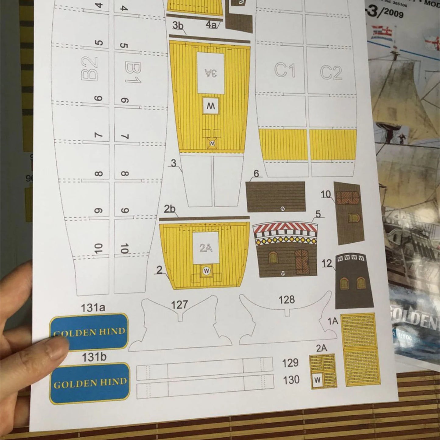 3D Paper Puzzle 1/100 Galeon Golden Hind Sail Battleship DIY Paper Model Sailboat Craft Assembly Kit Easy to Build Kids Toy Gift