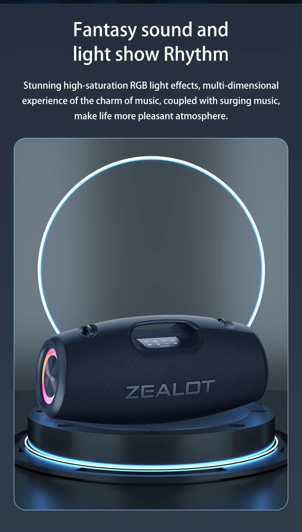 Zealot S78 100W Wireless Speakers, DSP Technology ,Dream Light, Outdoor Portable Subwoofer Speaker ,  Dual Pairing,24000mAh.