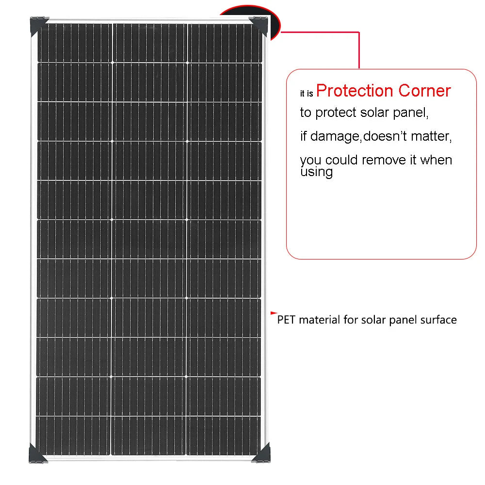 Rigid Solar Panel Battery Charger Modules 1200W 720W 600W 480W 360W 240W 120W Photovoltaic Panels 18V Monocrystalline cell