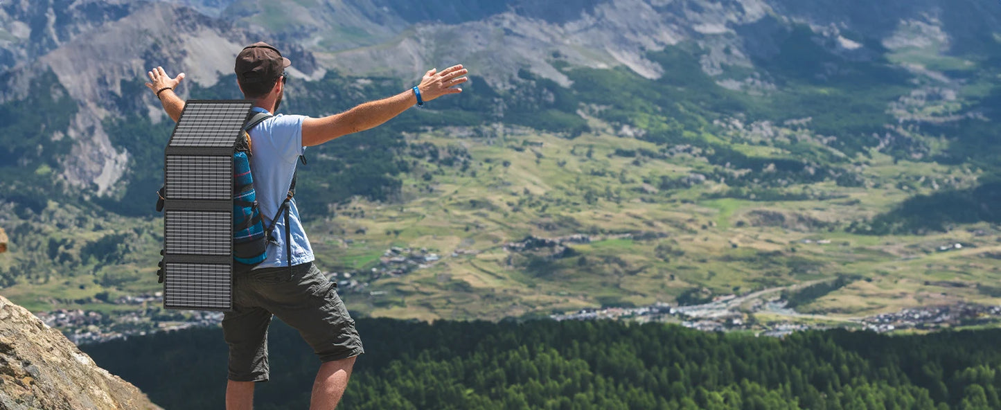 MHPOWOS Solar Battery Charger for Powerbank, 45W / 60W Foldable Portable Solar Panel with USB C, DC Output for Camping Phone