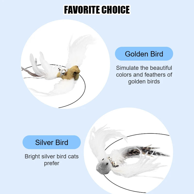 Pet Head Rod Wire Toys Cat Cat Funny Interactive Cat Accessories Stick Replaceable Bell Fish Fishing Feather Funny Rod Teaser