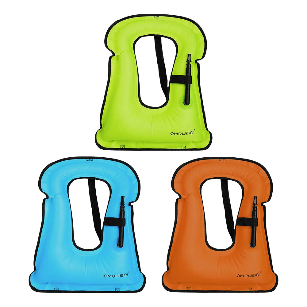 Inflatable Snorkeling Vest Adjustable Inflatable Buoyancy Vest Floating Life Vest for Snorkeling Swimming Kayaking Boating