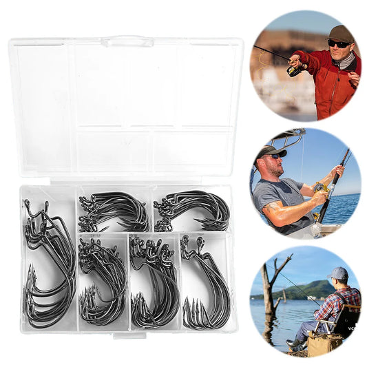 100PCS/Box Barbed FishHooks High Carbon Steel Carp Fishhook Fishing Barbed Hooks for Freshwater Saltwater Fishing Accessories