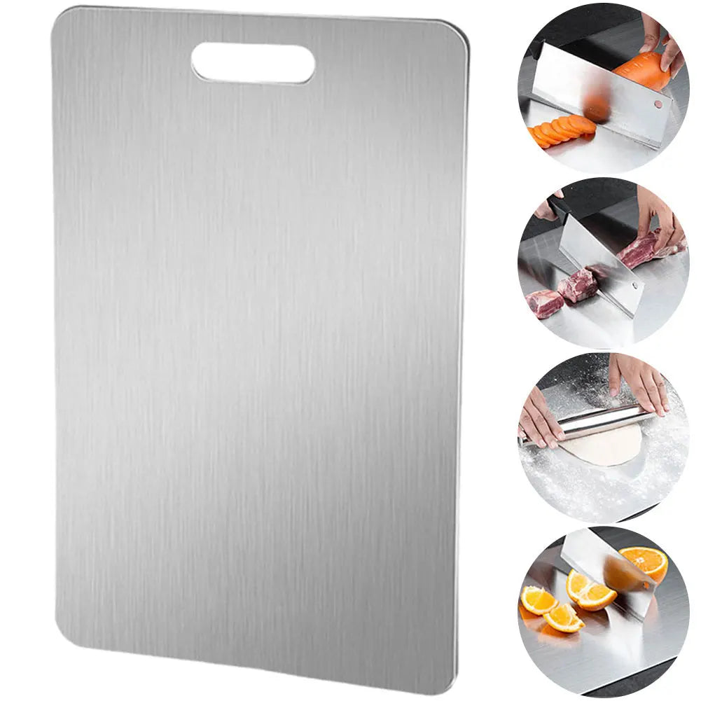 Stainless Steel Cutting Board Double Sided Chopping Board Thickened Pastry Board for Kitchen for Meat Fruit Vegetables Baby Food