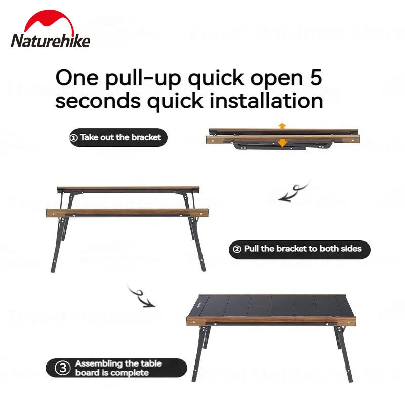 Naturehike Outdoor Folding Table Aluminum Alloy Folding IGT Table Multifunctional Portable Wood Stove Picnic Camping Suppiles
