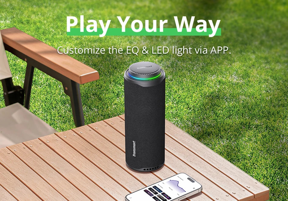 Tronsmart T8 Bluetooth Speaker 40W Outdoor Portable Speaker with Deep Bass, SoundPulse, Waterproof IPX7, APP Control,for Camping