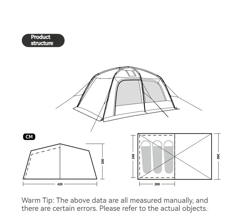 Naturehike Dunes 10.9 Camping Tent 6 People 4 Seasons Dome Extended Canopy Outdoor Waterproof Large Space Tent With Chimney Hole