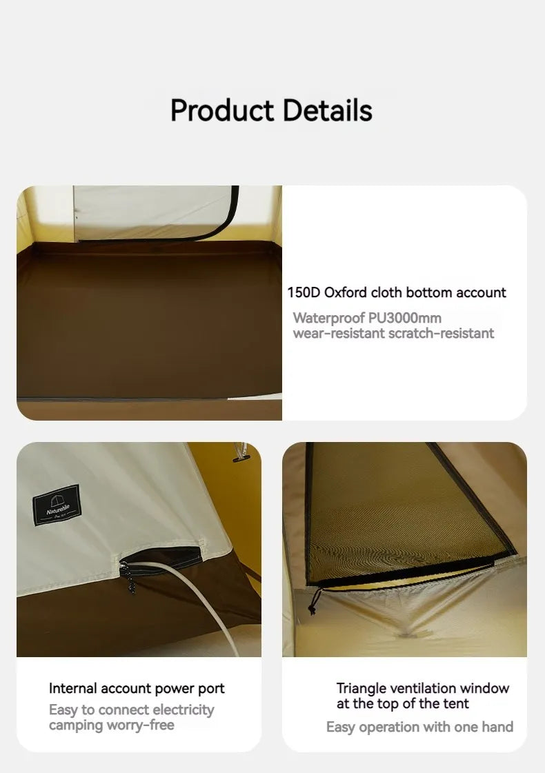 Naturehike Dunes 10.9 Camping Tent 6 People 4 Seasons Dome Extended Canopy Outdoor Waterproof Large Space Tent With Chimney Hole