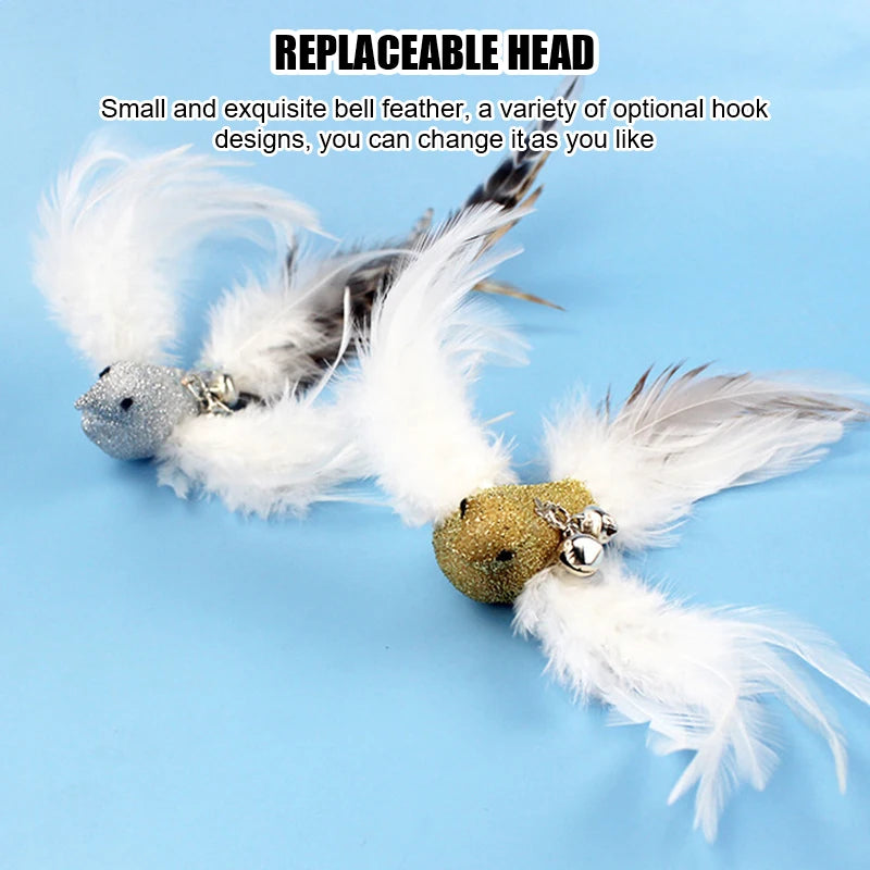 Pet Head Rod Wire Toys Cat Cat Funny Interactive Cat Accessories Stick Replaceable Bell Fish Fishing Feather Funny Rod Teaser