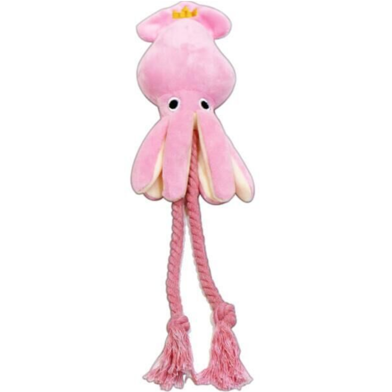 Squid Puppy Pet Dog Chew For Lovely Pink Teeth Cleaning Pet Toys Octopus Plush Toys Supplies BB Small Cute Rope Toy Dog Squeak