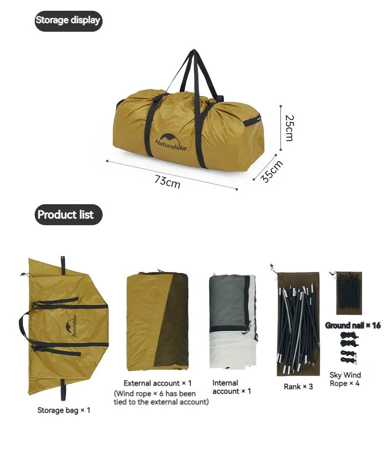 Naturehike Dunes 10.9 Camping Tent 6 People 4 Seasons Dome Extended Canopy Outdoor Waterproof Large Space Tent With Chimney Hole