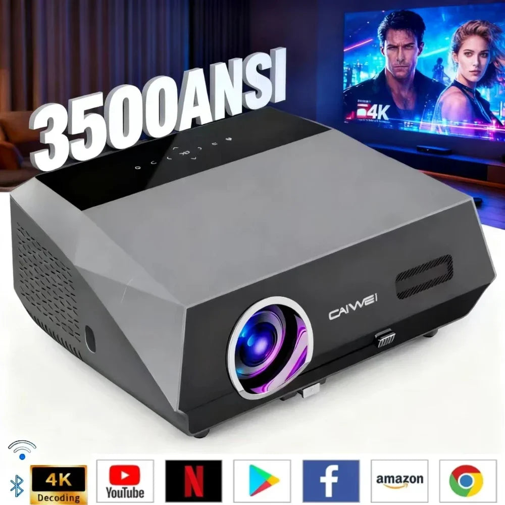 4K Projector for Movies 3500 ANSI Native Full HD Android TV Projector Home Theater Daylight Halloween Video Projectors 5G Wifi