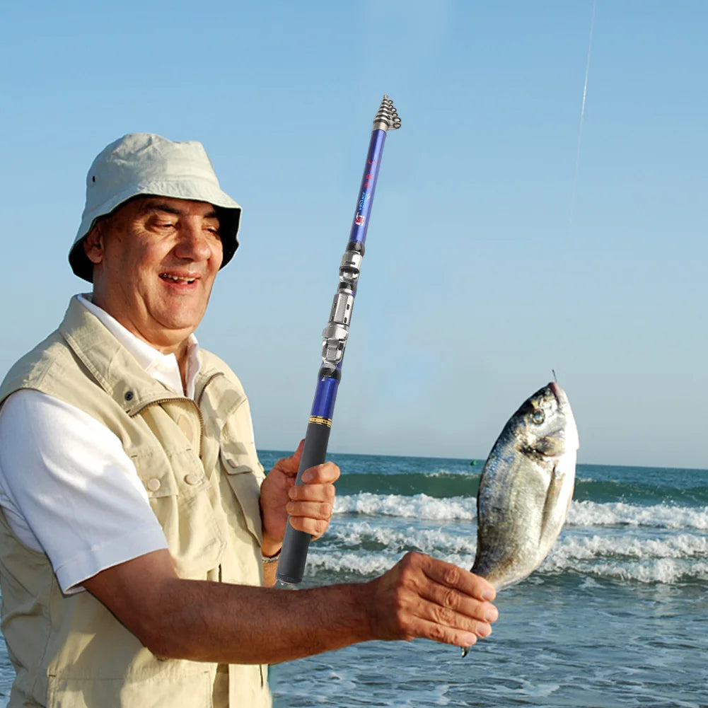 Telescopic Fishing Rod Collapsible Fishing Pole Portable Lightweight Fly Rod Non Slip Handle for Reservoir Pond Beach Fishing