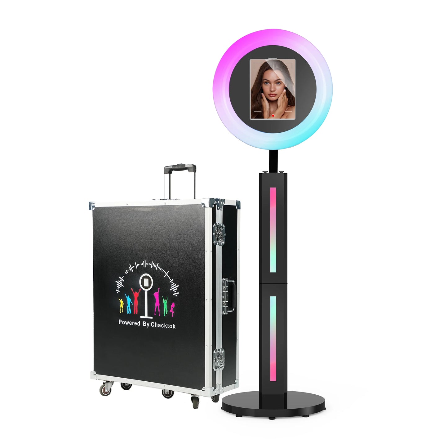 iPad Photo Booth Selfie Machine Shell Adjustable Stand Photobooth For Wedding Partys Events Customized LOGO With LED Ring Light