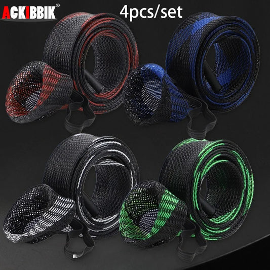 Ackibbik 4pcs/set Rod Socks Fishing Rod Sleeve, Rod Covers for Spinning Baitcasting Rod Fishing Pole Covers with Elastic Strap