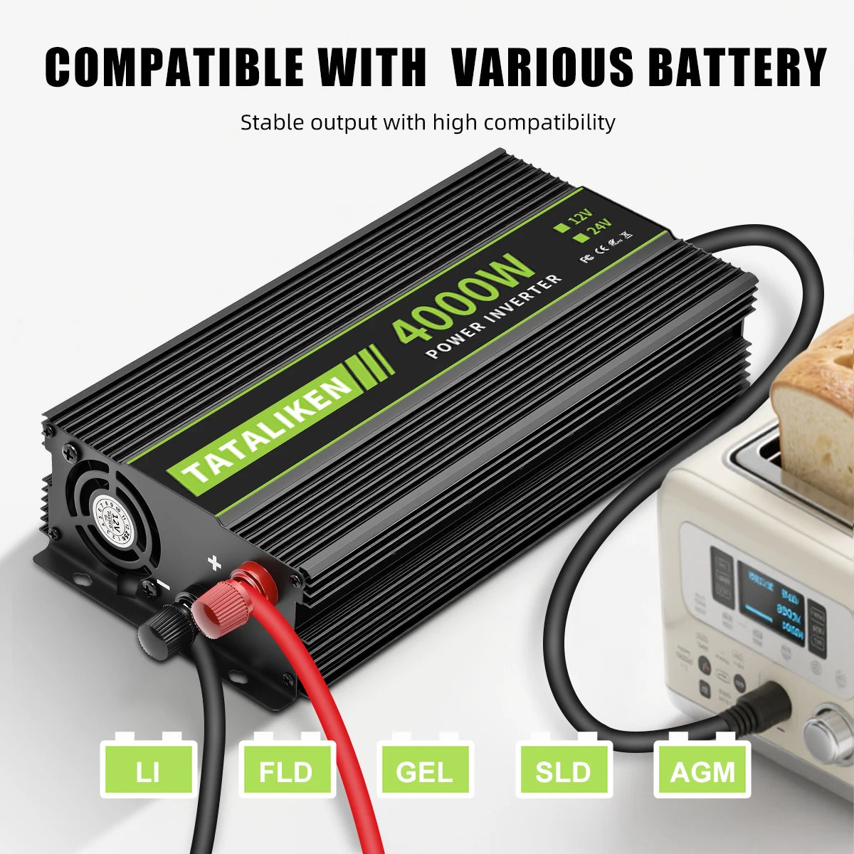 12V to 110V LCD Display Voltage Transformer Car Adapter 4000W Vehicle Power Inverter  Charge Converter