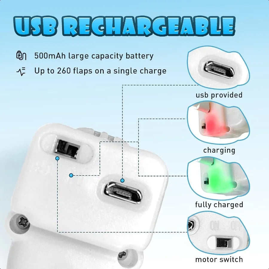 Cat Toys Flapping Wings Penguin No Flying Chirping Bird Interactive Catnip Toy for Kitten or Small Dogs Touch Activated Recharg