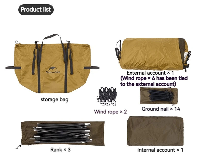 Naturehike Dune 7.6 Camping Tent 2 People 4 Season Tent Ultralight PU2000mm Outdoor Travel iking Tent With Chimney Screen Window