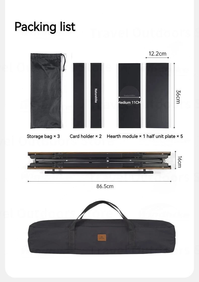 Naturehike Outdoor Folding Table Aluminum Alloy Folding IGT Table Multifunctional Portable Wood Stove Picnic Camping Suppiles