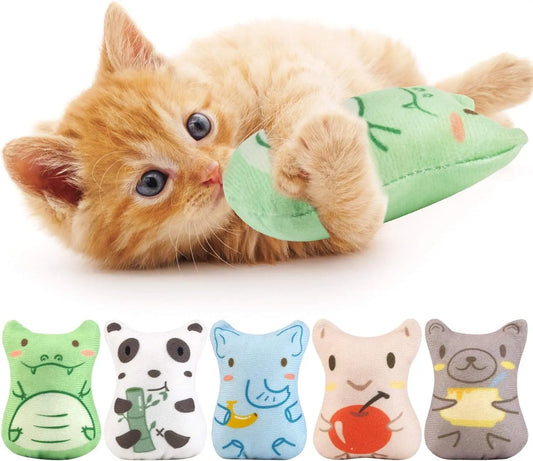 Cat Bite Toys Indoor Cat -5 Plush Cat Bite Toys Interactive Cat Bite Stuffed Cat Toys Soft Pet Toys (Animal Shape)