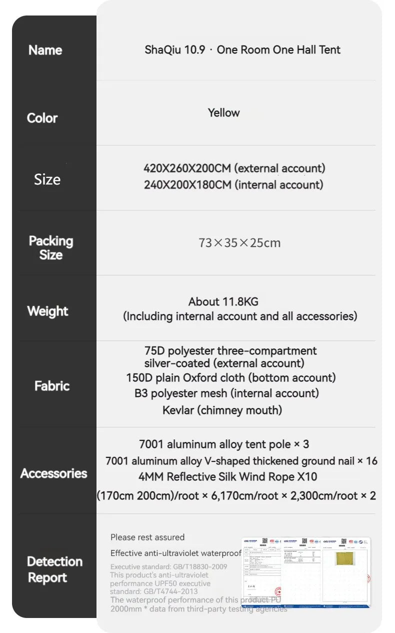 Naturehike Dunes 10.9 Camping Tent 6 People 4 Seasons Dome Extended Canopy Outdoor Waterproof Large Space Tent With Chimney Hole