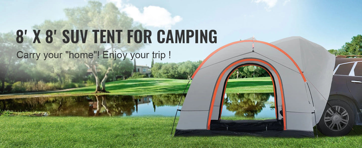 SucceBuy SUV Camping Tent 8'-8' SUV Tent Attachment for Camping with Rain Layer and Carry Bag PU2000mm Double Layer Truck Tent