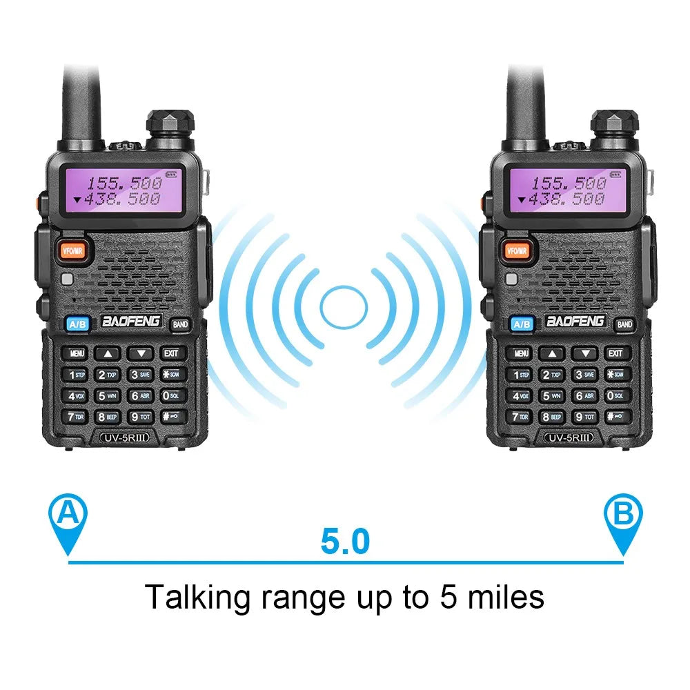 2pcs BAOFENG UV-5R 5W 8W High Power Dual Band Two Way Radio Long Range Handheld Portable Walkies Talkies For Hunting