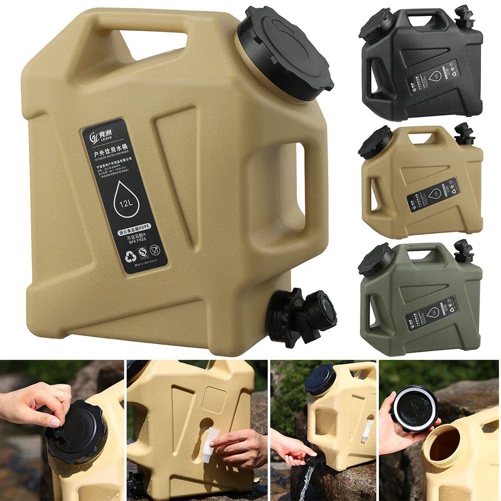 12L Camping Water Container Large Capacity No Leakage BPA Free Camping Water Tank for Camping Hiking