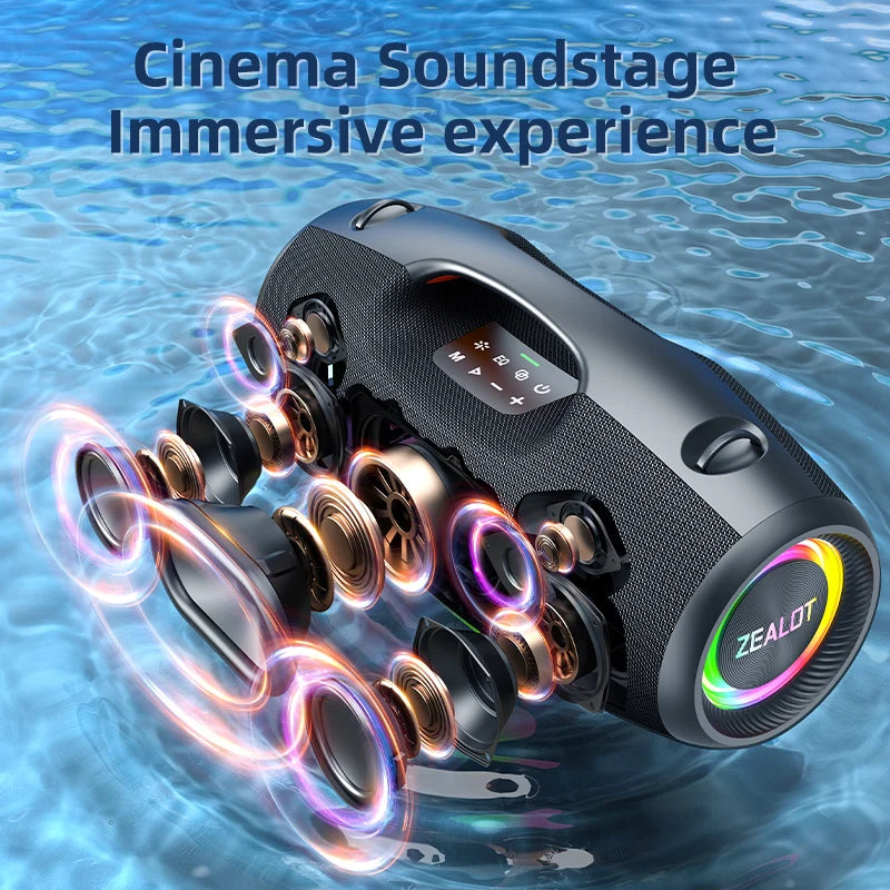 ZEALOT-S89 250W Waterproof Portable Loud Bluetooth Speaker, Wireless Outdoor Boombox SubwooferTriple Passive Radiators-Deep Bass