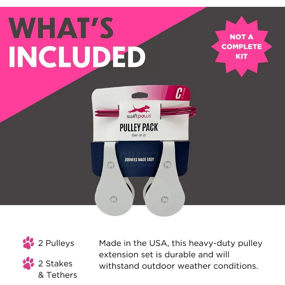 Swift Paws - Field Pulley Set - Expansion Accessory for Home Lure Course Kits Only - Add-On for Interactive Dog Chase Toy - Easy