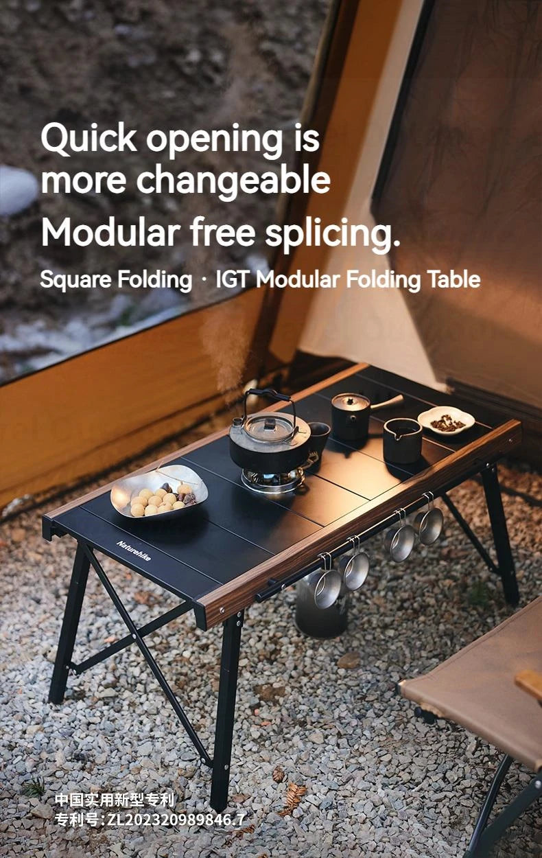 Naturehike Outdoor Folding Table Aluminum Alloy Folding IGT Table Multifunctional Portable Wood Stove Picnic Camping Suppiles